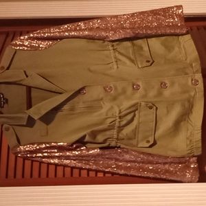 Jacket Sage green and copper sequin jacket...size med.